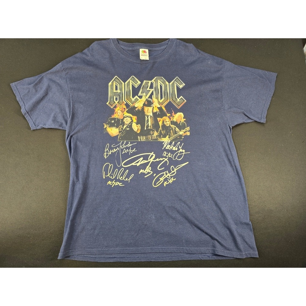 AC/DC Band Graphic T-Shirt Fruit of the‎ Loom HD Cotton Men's XL Black